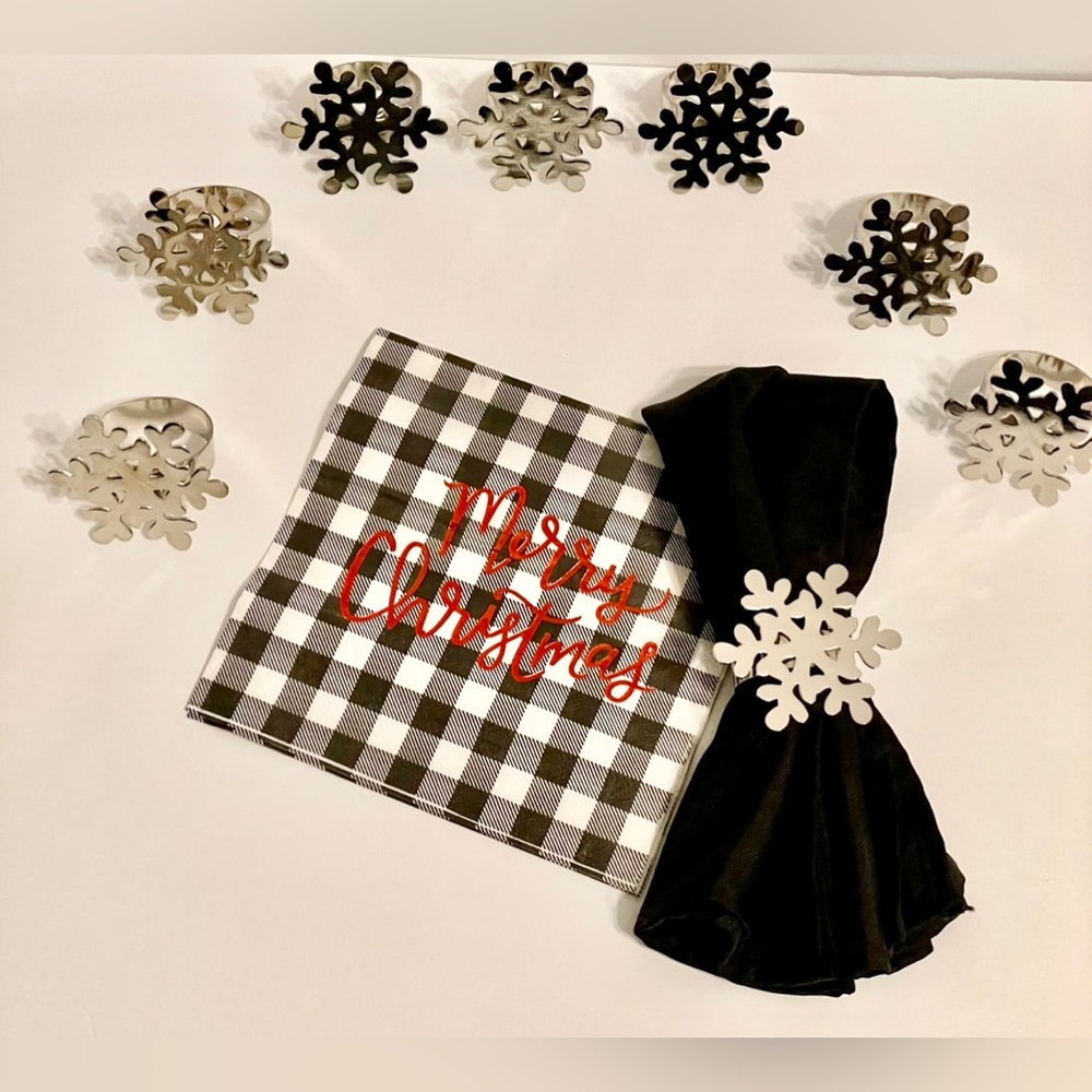 8Pc Silver Snowflake Napkin Holders